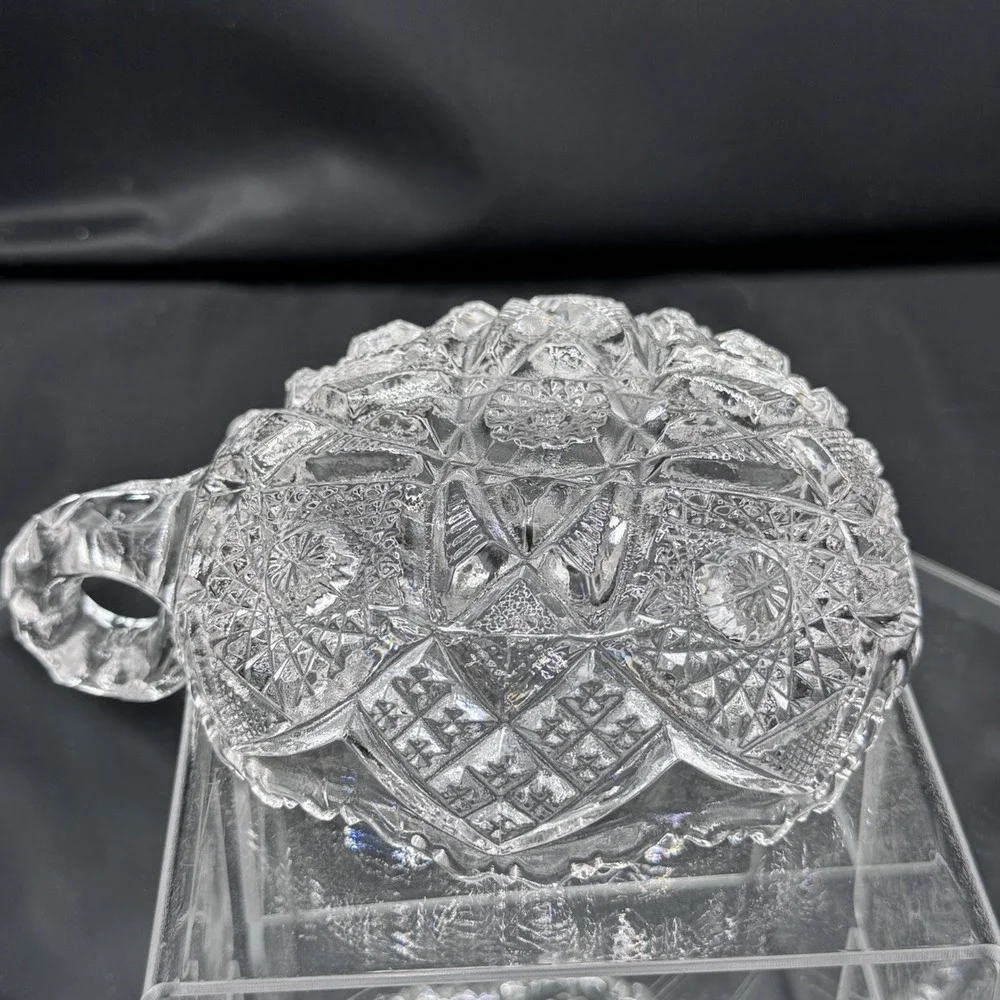 Imperial Glass Brilliant Cut Crystal Bowl With‎ Handle Nappy Bowl Vintage